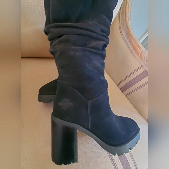 Women's Harley Davidson Boots, SUEDE, Black, 7.5 - Picture 4 of 6
